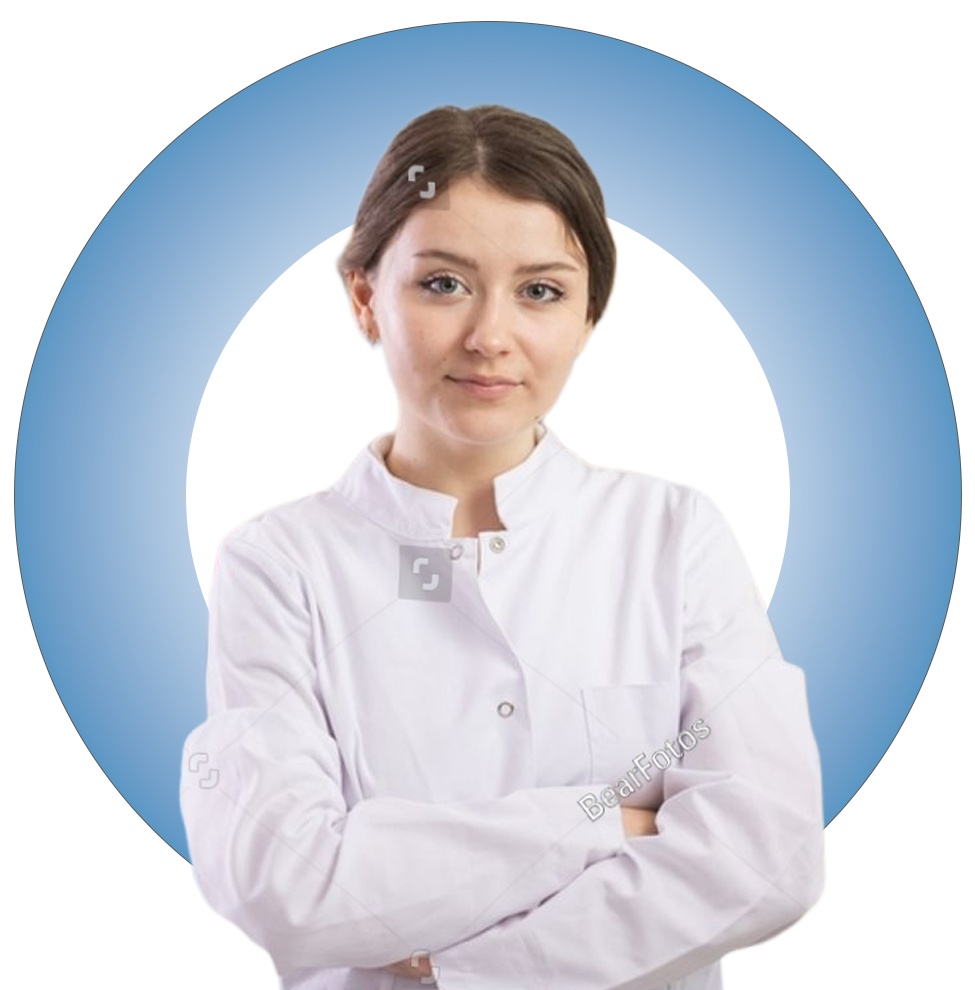 female student wearing chef's jacket with arms crossed